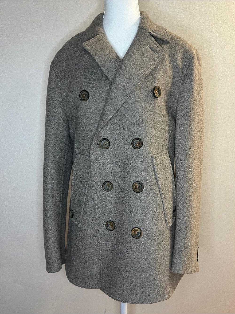Fendi Gray Double-Breasted Pea Coat